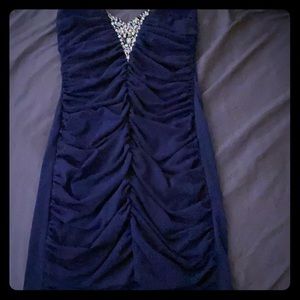 Mini Cockail Dress. Small, navy, strapless.